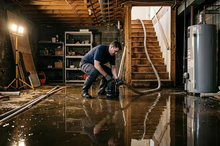 A failed sump pump and flooded basement in Maple Grove, MN